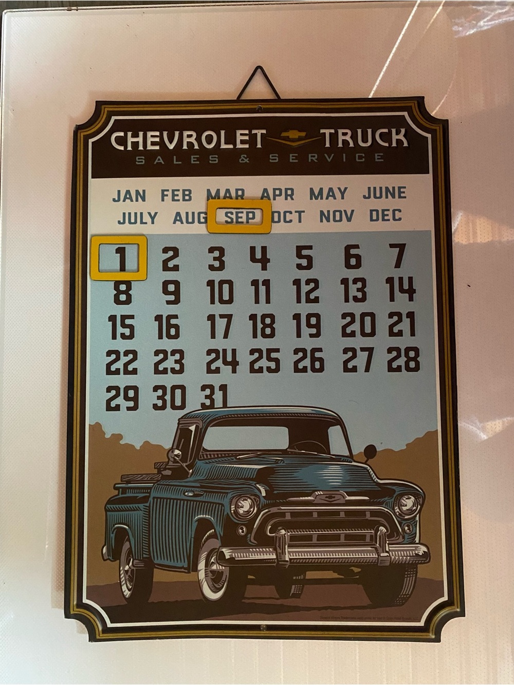 Chevrolet Truck Vintage Blue Wall Calendar Plaque